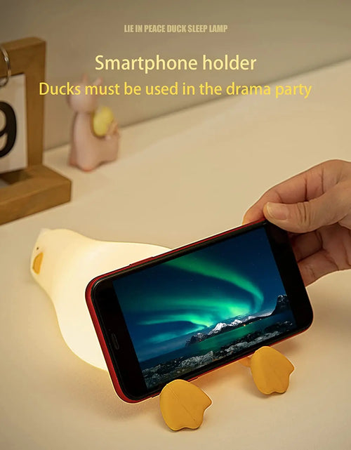 Load image into Gallery viewer, Benson Lying Flat Duck Night Light, LED Squishy Duck Lamp, Cute Light up Duck, Silicone Dimmable Nursery Nightlight,
