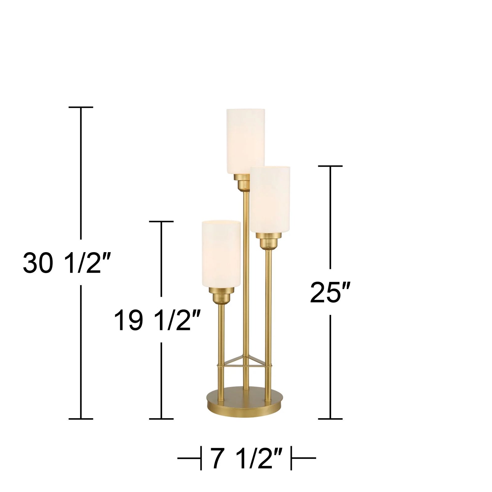 Malone Modern Tree Table Lamp 30 1/2" Tall Brass Metal 3 Light White Glass Shades for Bedroom Living Room Bedside Nightstand Office Kids