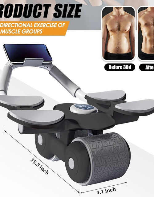 Load image into Gallery viewer, New with Timer Ab Abdominal Exercise Roller with 4 Elbow Supports, Abs Roller Wheel Core Exercise Equipment, Automatic Rebound Abdominal Wheel
