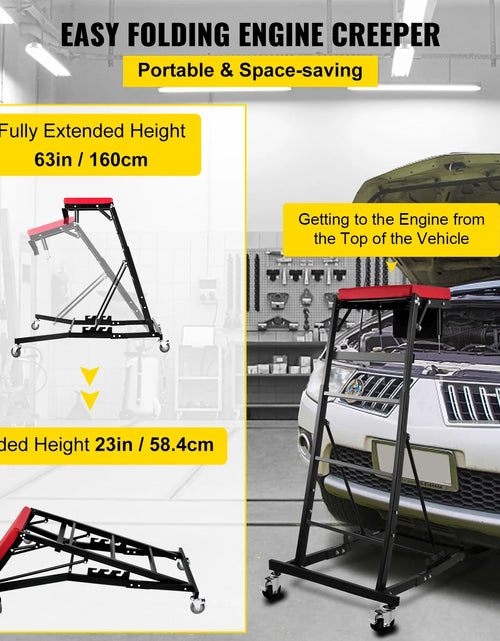 Load image into Gallery viewer, Top Car Engine Crawler, Adjustable Height Foldable Top Crawler, 400 Lb Capacity High Top Engine Crawler with Four Casters, Padded Deck, Suitable for Home Garage, Workshop Maintenance
