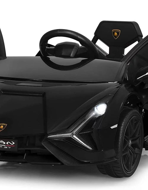 Load image into Gallery viewer, 12V Licensed Lamborghini Sian Kids Ride on Car with Parent Remote Control, Spring Suspension, MP3 Player, Electric Toy Roadster Carbon Fiber Textured for Toddler Children(Black)
