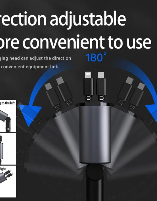 Load image into Gallery viewer, Retractable Car Charger, 4 in 1 Fast Car Phone Charger 100W, 2 Retractable Cables and USB Car Charger,Compatible with Iphone
