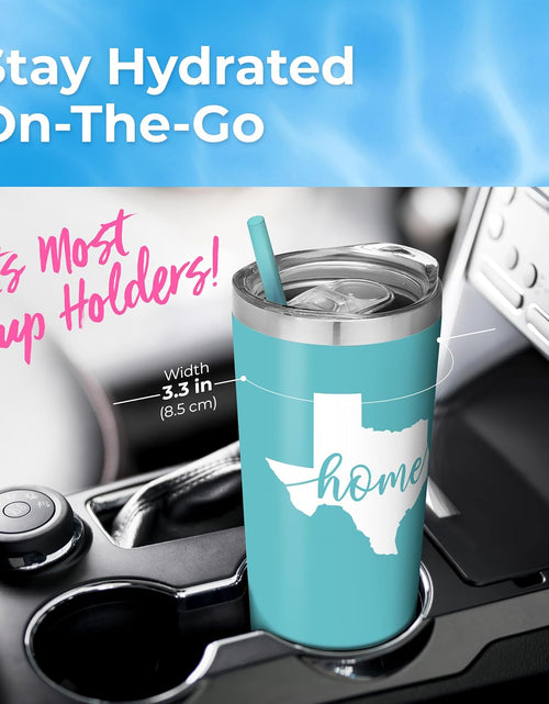 Load image into Gallery viewer, Texas Mug | Vacuum Insulated Stainless Steel Texas Tumbler Cup | Texas Theme Graduation | Moving Away Travel Mug for Texans | Texas Coffee Cup | Texas Home Decor (22 Ounce, Aqua Blue)
