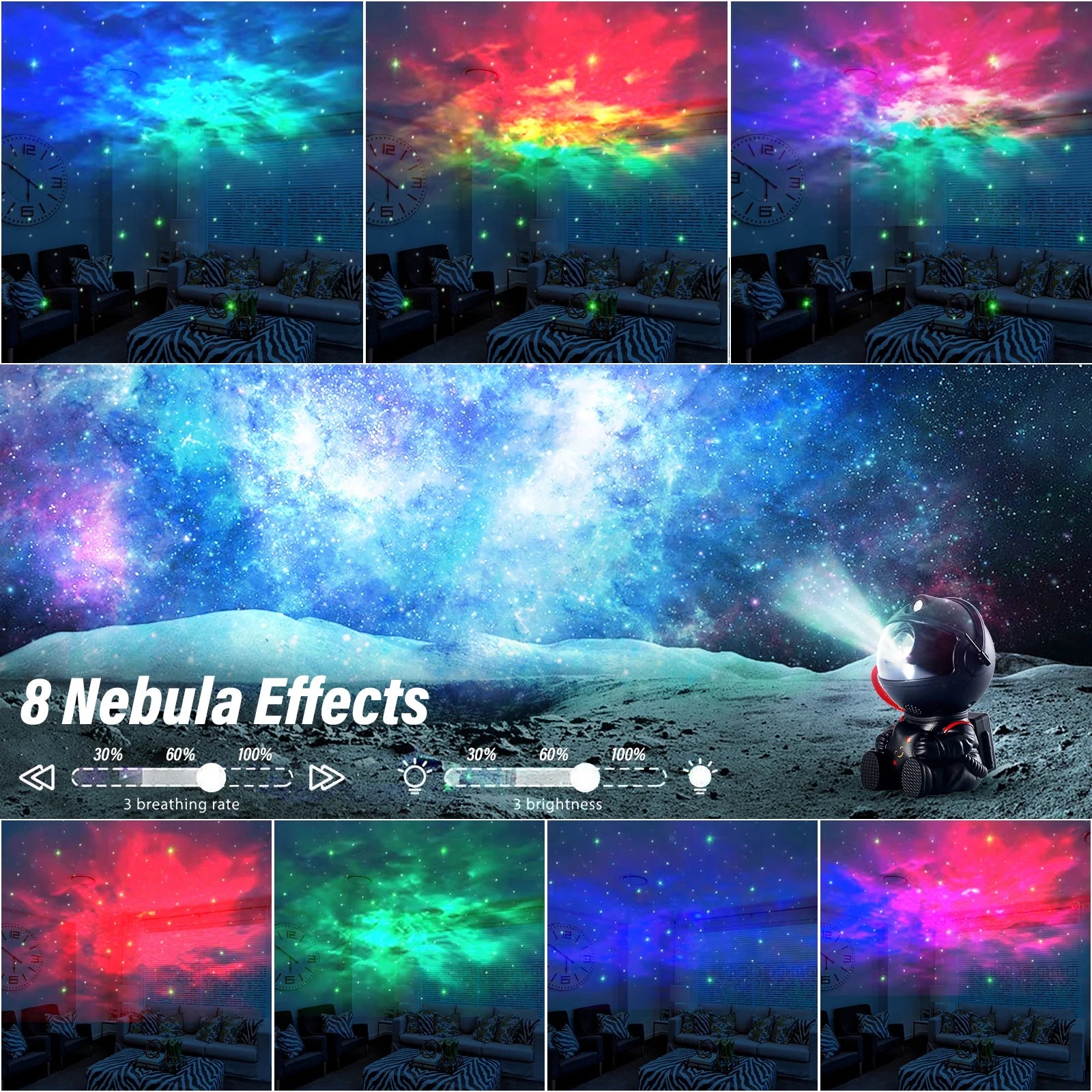 Astronaut Star Galaxy Projector Starry Nebula Ceiling LED Lamp with Remote, 8 Light Effects and 360° Adjustable for Kids Adults