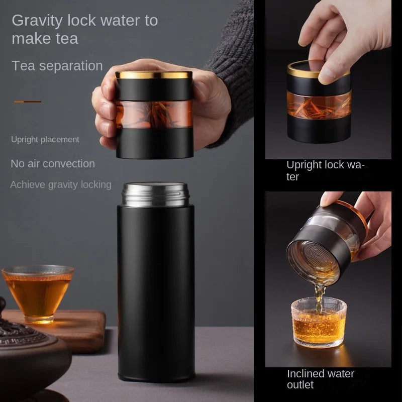 Tea Infuser Vacuum Flask Temperature LED Display 450Ml Insulated Cup Stainless Steel Tumbler Thermos Bottle Travel Coffee Mug